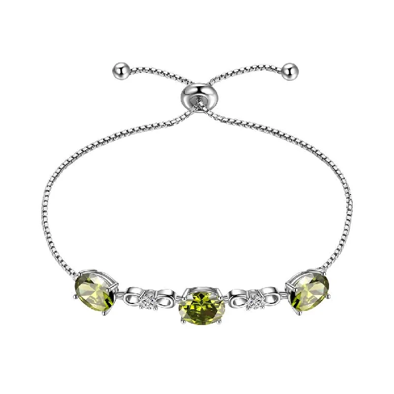 Ladies ruby bracelets -Round Birthstone August Peridot Bracelet Women Girls Jewelry Birthday Gift Sterling Silver