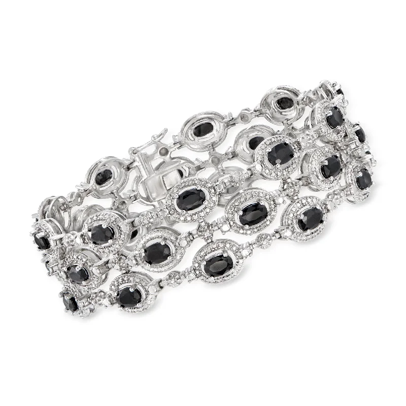 Trendy charm bracelets for women -Ross-Simons Sapphire Bracelet With Diamond Accent in Sterling Silver