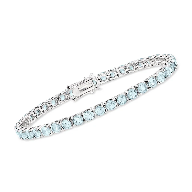 Trendy wrap bracelets for ladies -Ross-Simons Sky Blue Topaz Tennis Bracelet in Sterling Silver