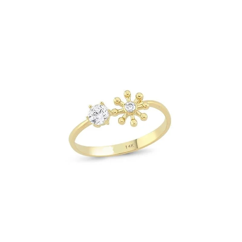 ladies rings gold elegant design -Double Spark Ring